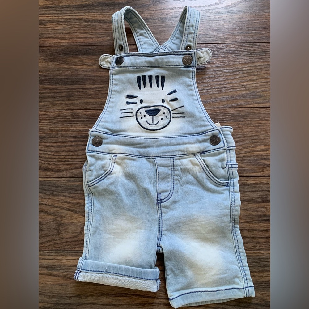 Cute !New! Denim Tiger Overalls Size 12-18months